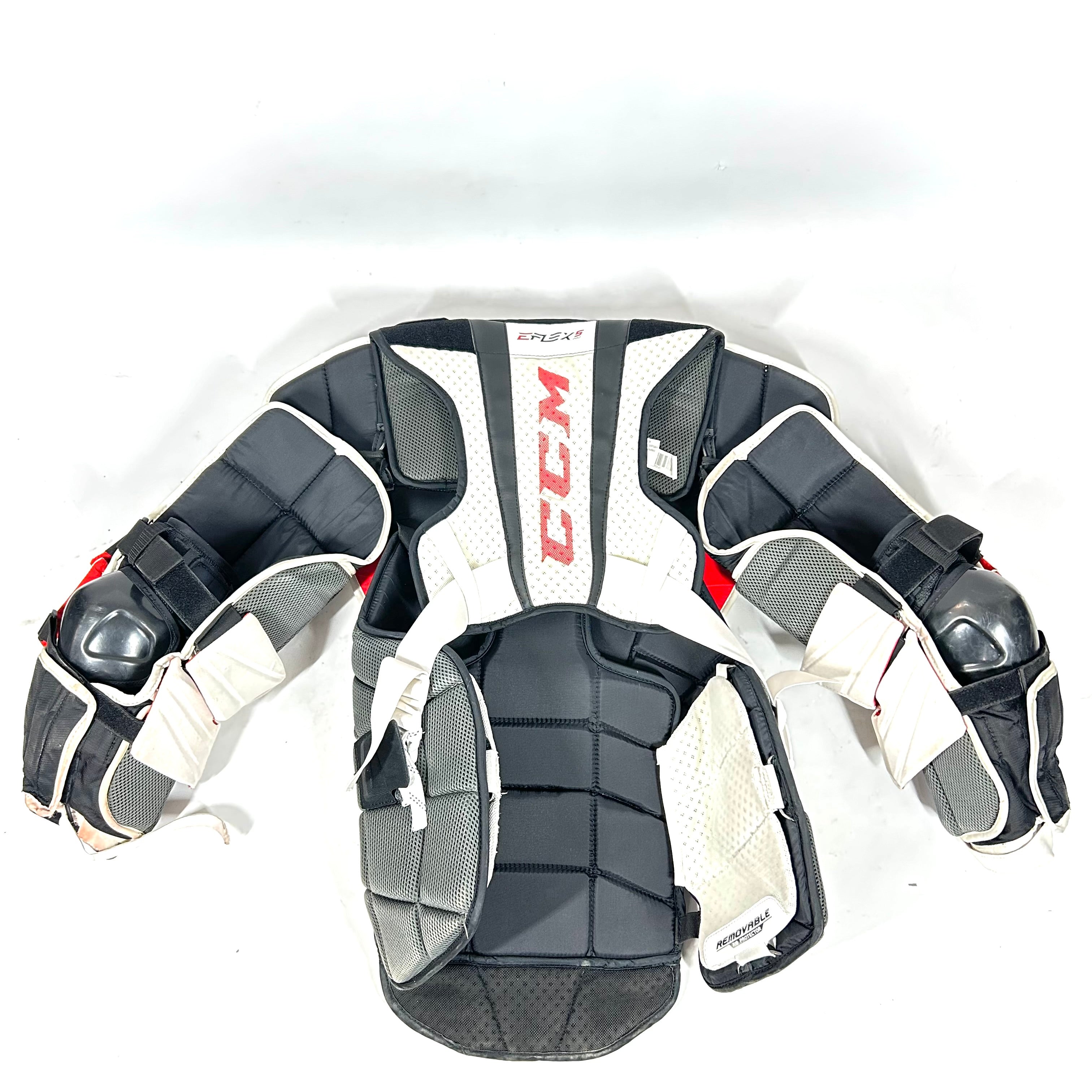 CCM Extreme Flex 5 Pro - Plastron de gardien de but Pro d'occasion (blanc/rouge)